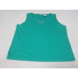 Cabin‎ Creek Shirt Womens 1X Green Tank Top Scoop Neck Casual Sleeveless Blouse
